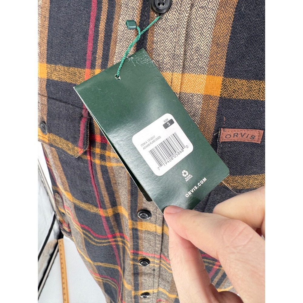Orvis Men's Heavyweight Flannel Shirt Plaid Button Up Long Sleeve Size S NWT - Picture 3 of 15